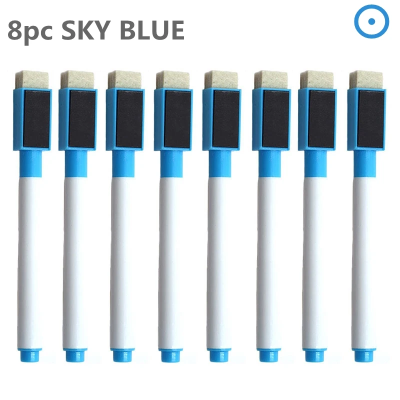 8PC Magnetic Colorful Whiteboard Pen Black White Board Markers Built In Eraser School Supply children's Graffiti Drawing pen: Light Grey