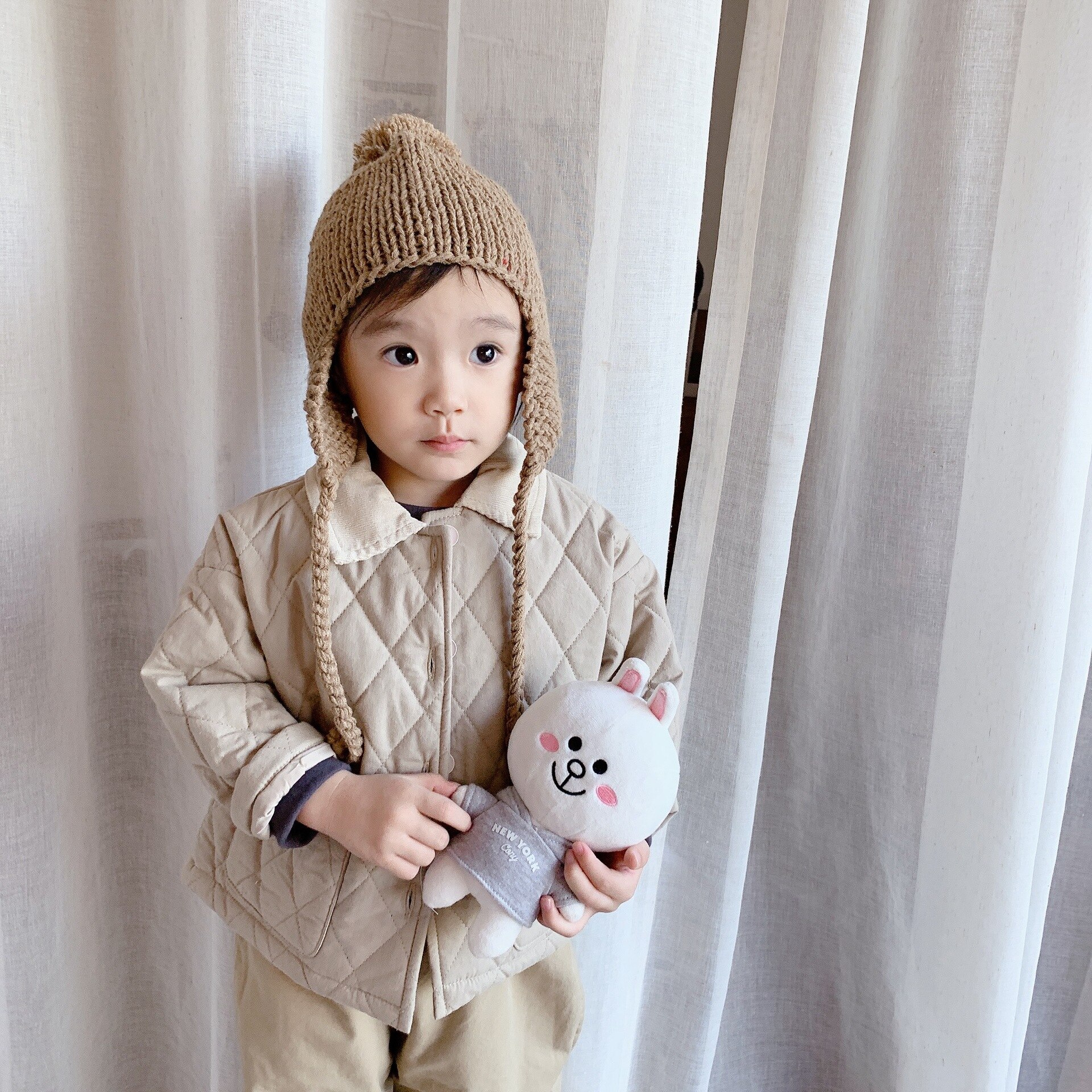 Koreansk stil vinter søde piger afslappet ensfarvet quiltede frakker børn matchende varme tykke løse jakker