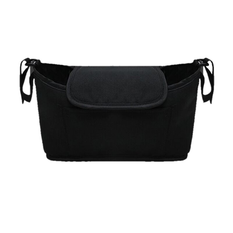 Multi-pocket Baby Stroller Organizer Bag Waterproof Baby Stuff Nappy Cup Holder Carriage Pram Cart Bottle Bag: Black
