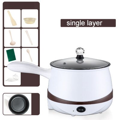 110/220V Multicooker Pot Mini Elektrische Pot Roestvrij Staal Voedsel Steamer Noedels Rijstkoker Voor Slaapzaal Verwarming pan: Single layer-110V