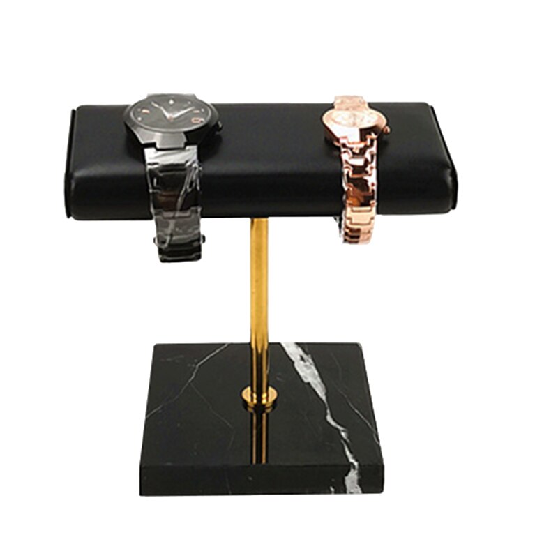 Jewelry Display Stand - Marble Base 10x10cm - Metal Rod 15x9cm - PU Leather - for Watches