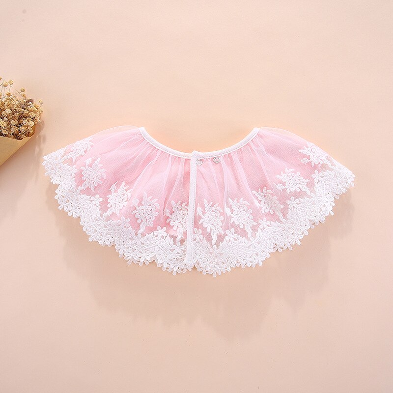Katoenen Kant Bib Mode Wilde Baby Meisjes Effen Kleur Roze Wit Levert Babyproducten Katoen Bandana Speeksel Handdoek