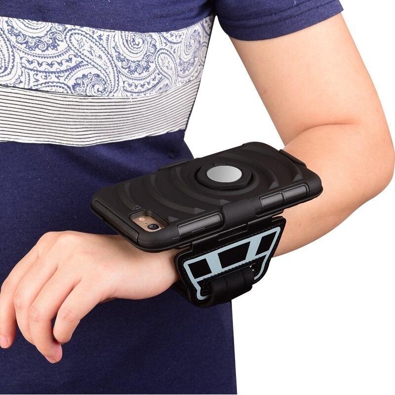 Sport Running Armband Case for iphone 7 Plus 8 Plus Phone Holder Stand Magnetic Suction Bracket Finger Ring Wrist Band Cover: Wristband