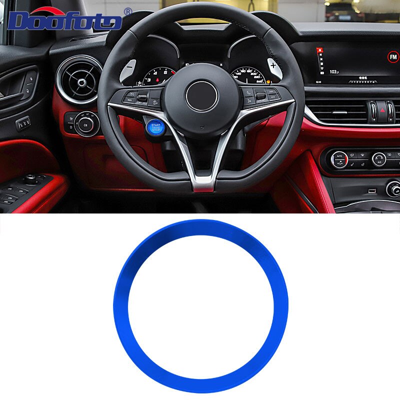 Doofoto Voor Alfa Romeo Start Stop Motor Knop Cover Ring Startknop Case Shell Styling Auto-interieur Sticker Accessoires: Blue Ring