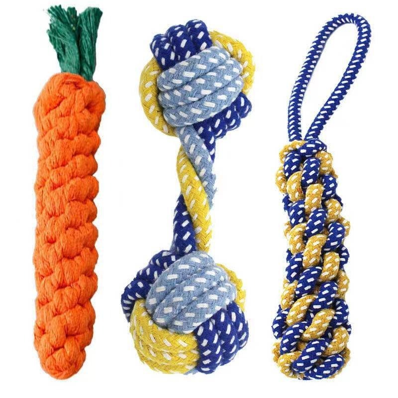 1PC Hond Speelgoed Wortel Knoop Touw Bal Katoenen Touw Halter Puppy Tandenpoetsen Kauwspeeltje Duurzaam Gevlochten Bijtvast Dierbenodigdheden