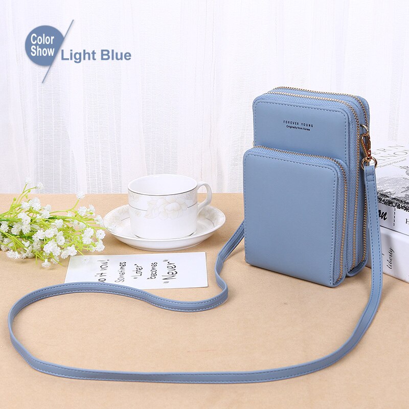 Trasporto di Goccia di modo Colorato Sacchetto Del Cellulare di Modo di Uso Quotidiano del Supporto di Carta Piccolo Sacchetto di Spalla di Estate per Le Donne borse Del Progettista: light-blue