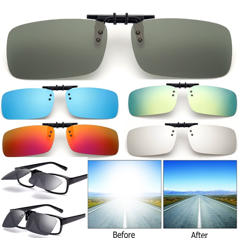 UV400 Lens Clips On Sun Glasses Driving Night Vision Lens Sun Glasses Cool Polarized Mirrored Male Anti-UVA For Men Women Descr