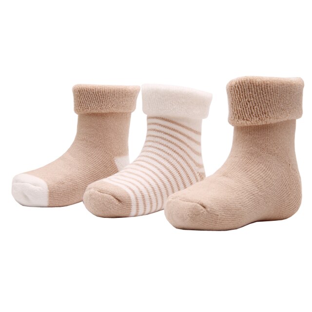 Chaussettes chaudes pour bébé, chaussettes épaisses pour fille et garçon, automne et hiver paire/lot: Khaki / 6-12 months baby