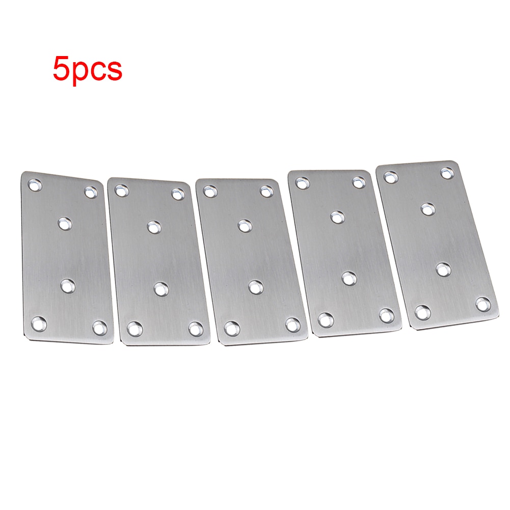 5pcs Connector Repair Plates Stainless Steel Mending Fixing Straight Brace Furniture Heavy Duty Accessories Flat Corner Bracket