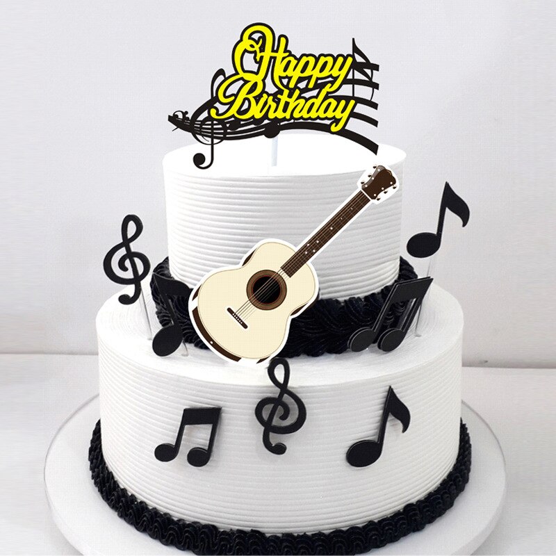 Piano Music Theme Acrylic Cake Topper Musical Notes Happy Birthday Cake Topper Party Supplies Cake DIY Accessories: guitar