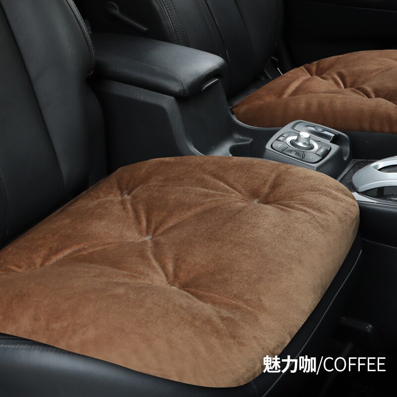 Coussin de siège auto hiver en peluche trois pièces en tissu floqué monolithique épaissi coussin de siège chaud coussin de siège unique pour usage intérieur: Marron petit 1 pcs