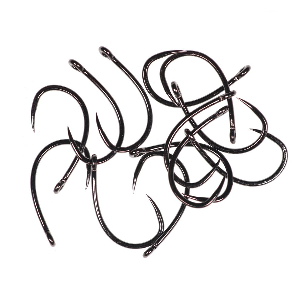 ICERIO 30PCS Black Nickel Barbless Curved Nymph Emerger Scud Shrimp Fly Tying Hook 2X Gap Trout Hook