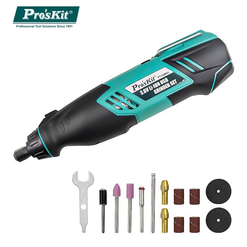 Pro&#39;sKit USB Grinder Set PT-5206U 3.6V Li-ion Electric Screwdriver Drilling, Polishing, Cutting Engraving Grinding Machine Kit