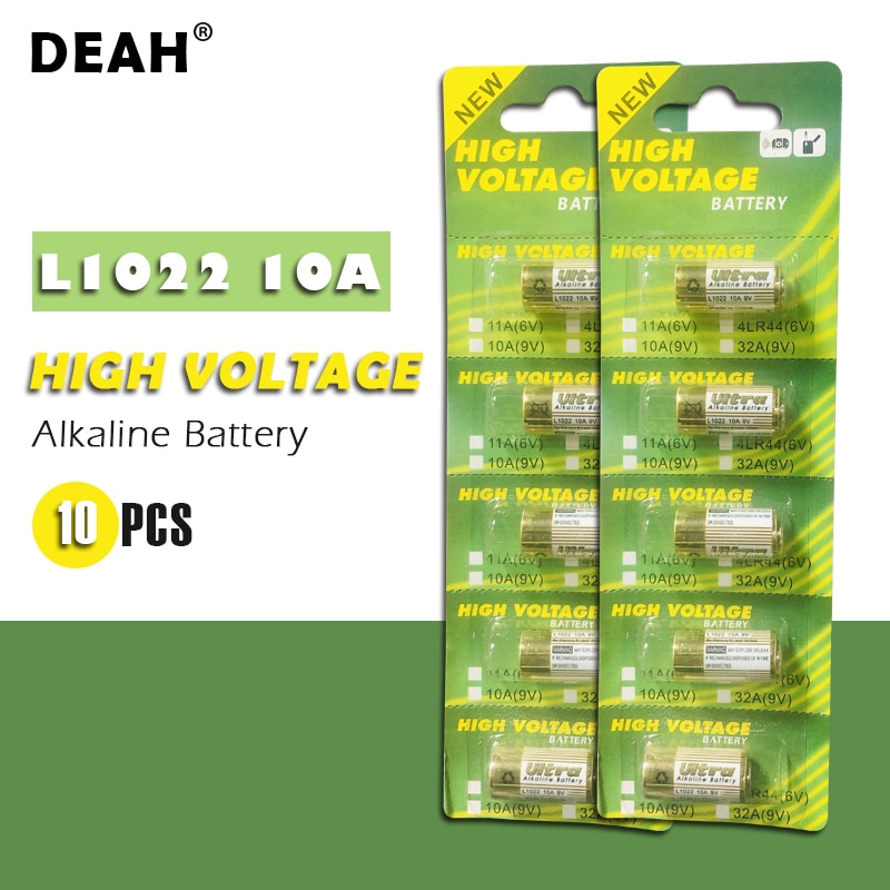10Pcs Droge Alkaline Batterij L1022 10A 9V Voor Garagedeur Deurbel Afstandsbediening Auto Alarm Vervang A23L 12V Batterij