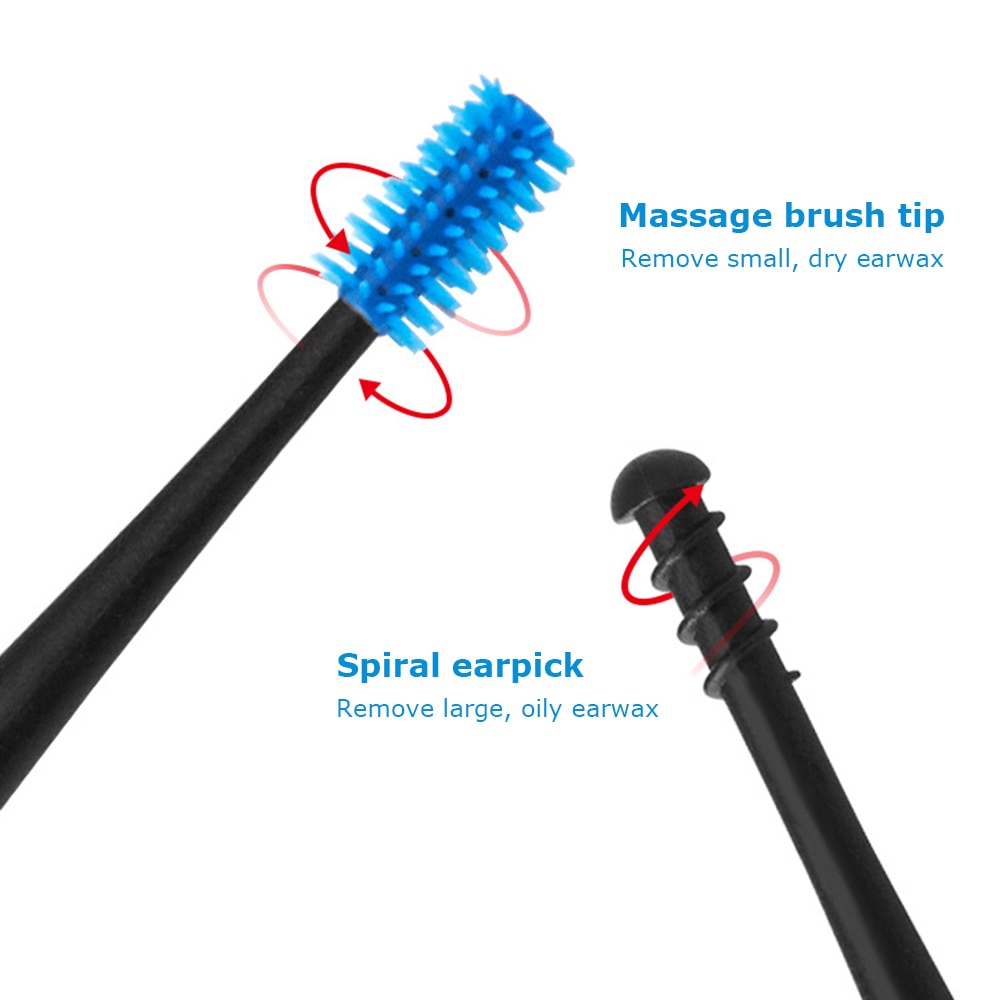 Double-sided Earpick Ear Cleaner Soft Silicone Spiral Rotating Ear Wax Remover Ears Cleaning Massage Tool