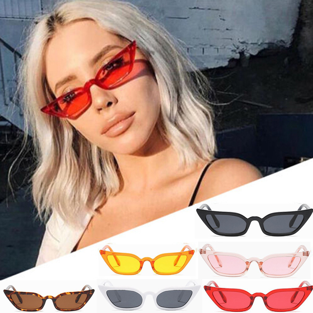 LJCZKA Retro Ovale Zonnebril voor Vrouwen Mannen Kleine Ovale Cat Eye Zonnebril 90s Vintage Smalle Cateye Frame Mode Zonnebril UV400 Bescherming, Zwart