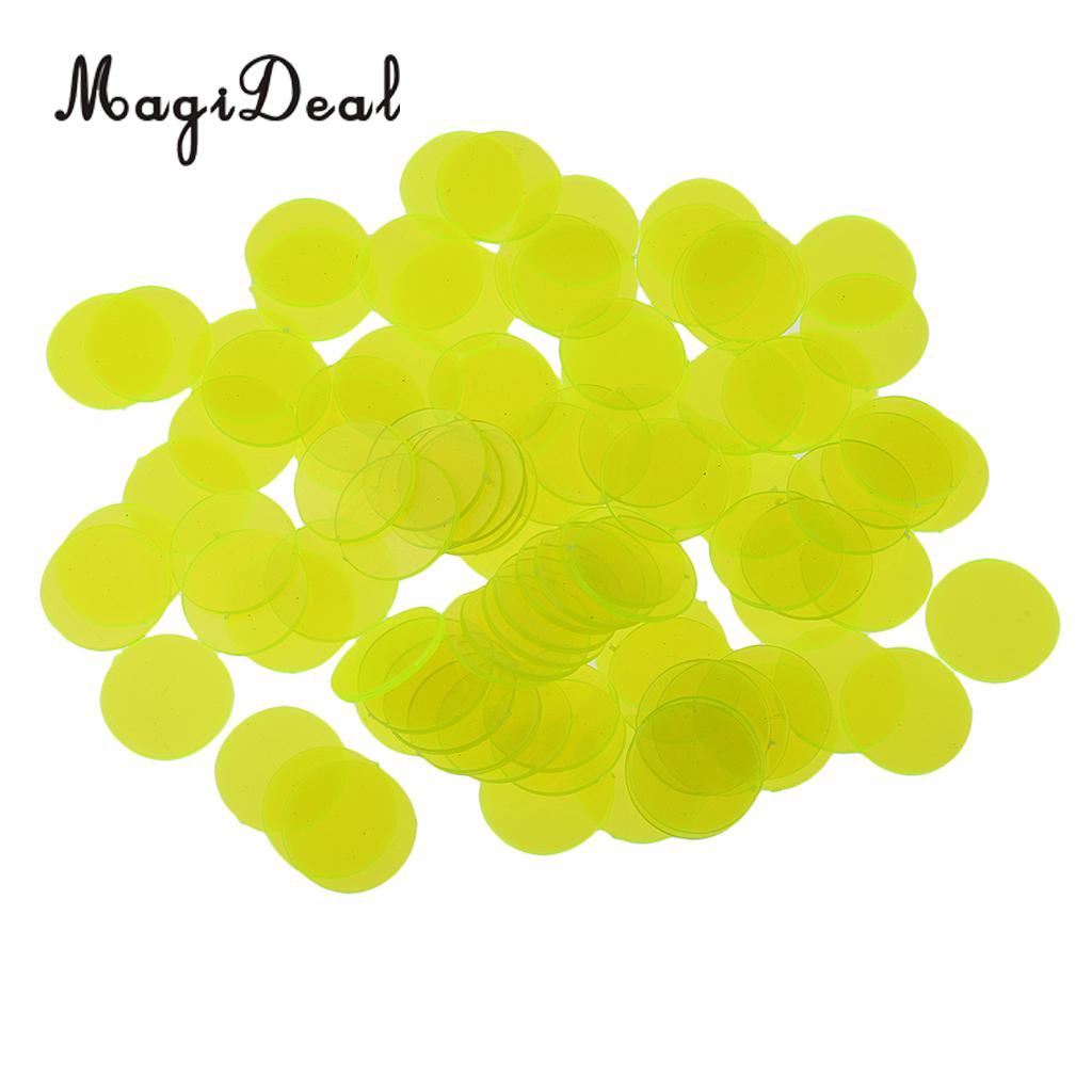 MagiDeal 100 pièces/paquet 3/4 pouces en plastique Bingo puces translucide pour salle de classe carnaval Bingo jeux drôle fête Club Acce