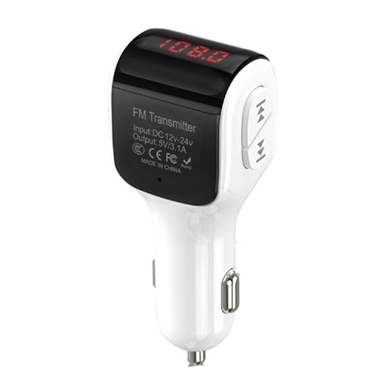 Bluetooth 5.0 mp3 Dual USB Charger Car Player FM Transmitter 3.1A smart Fast Charge FM transmitter Support TF Card Car Kit: White