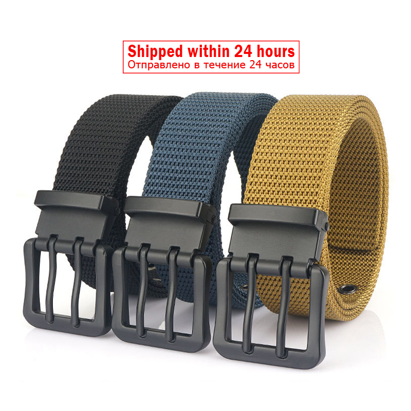 MEDYLA Classic Canvas Belt Men Metal Double Pin Buckle Casual Strap Belt for Men Strap MN3008