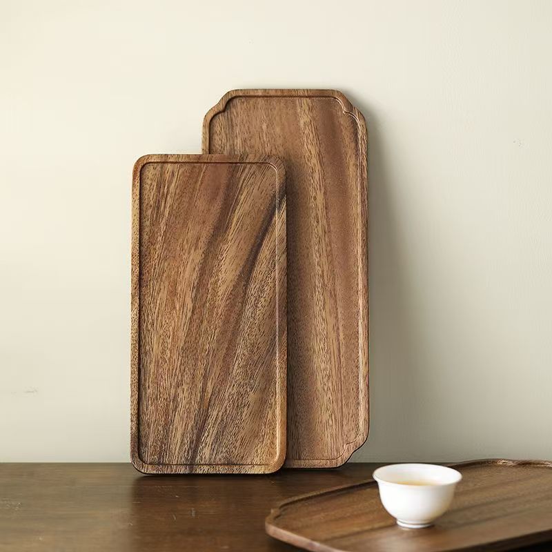 Wooden Tray Home Tea Tray Rectangular Dinner Tray Wooden Snack Fruit Tray Dry Bubble Tray Simple Multi-Function Tray