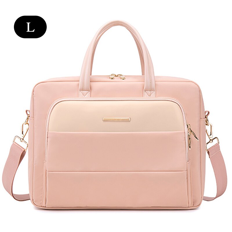 Capacity Briefcase Travel 13 14 15.6in Laptop Document Organizer Shoulder Bag Business Ipad Phone Notebook Storage Handbag X133C: Pink L
