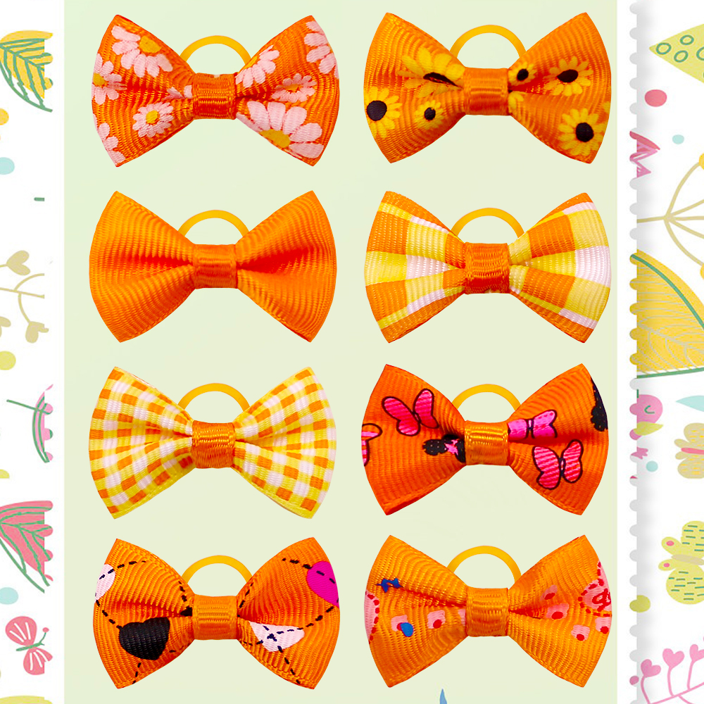 Lazos de pelo naranja para perros pequeños, accesorios para el cabello para el otoño/otoño, productos para mascotas, 50/100 Uds.