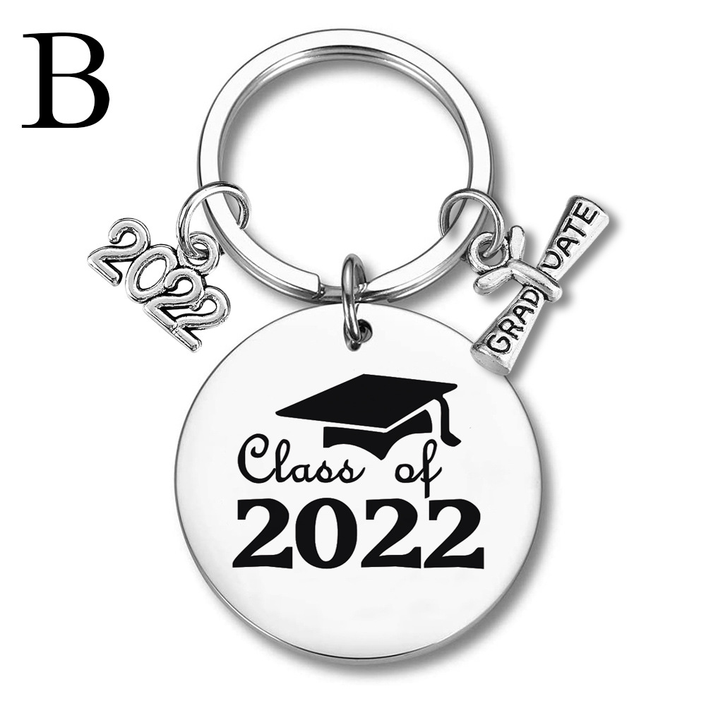 Stainless Steel Graduate Keychain Lettering Class Of 2022 Key Chain pendant Inspirational: B