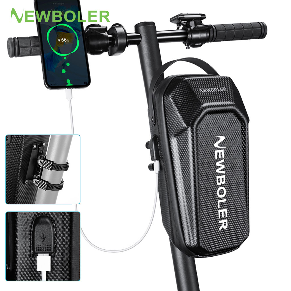 NEWBOLER 5L bolsa para patinete eléctrico accesorios bolsa para vehículo eléctrico con puerto USB impermeable Xiaomi Scooter bolsa frontal bolsa para bicicleta ﻿