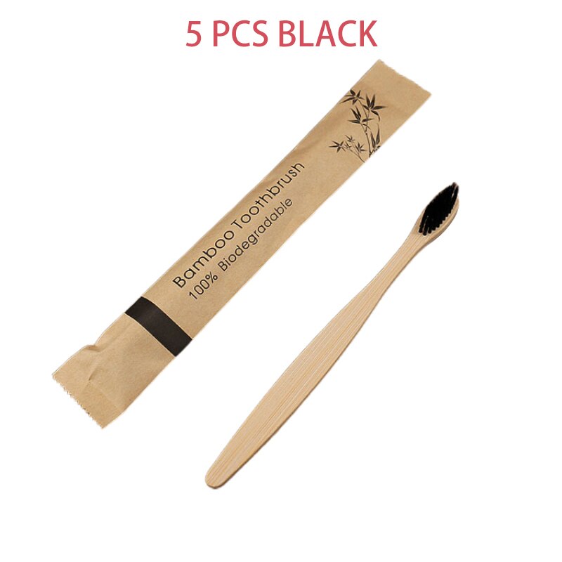 1/5Pcs Milieuvriendelijk Tandenborstel Resuable Bamboe Draagbare Tandenborstels Oral Care Gezond Voor Kinderen Adul Zachte Tandenborstel: 08 5pcs