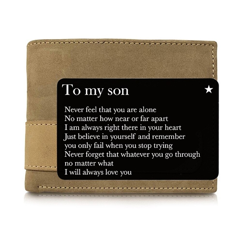 Rectangular metal lettering encourages discourse Greeting card to son birthday / Christmas for son souvenir card