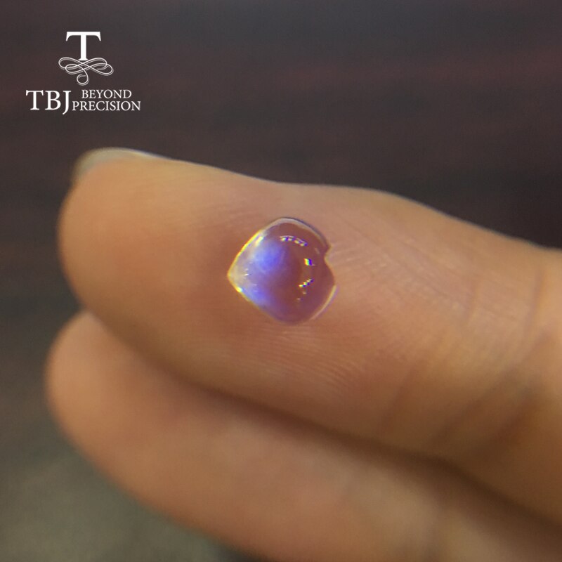 Tbj, índia natural boa qualidade azul fogo moonstone forma do coração 6mm 1.25ct por peça para jóias diy