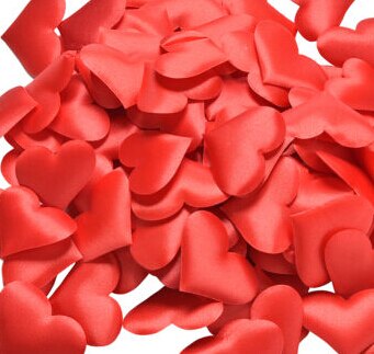 100 stk / pakke 35mm x 30mm stof hjerteformede konfetti bryllup kaste kronblade romantiske bryllupsdekorationer: Rød