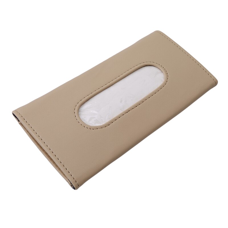 Zwarte en beige leren tissue-etui, draagbare en handige autozonneklep, tissue-etui, tissue-servetaccessoires