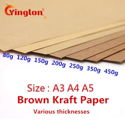50 st/lot  a5 a4 kraftpapper brunt papper hantverk tjock kartong kartong papper gör det själv-kort papper 80g 120g 150g 200g 250g