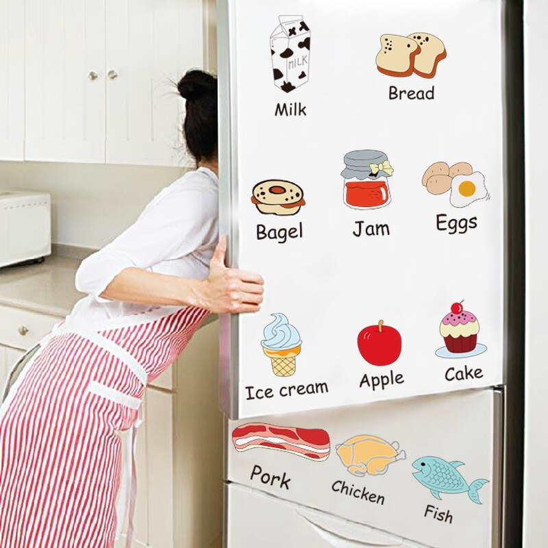 Children's room Kindergarten Stickers Kitchen Fridge Wall Sticker Vegetable Meat Food Decoration Paste