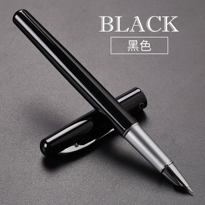 Oaso  s111 metal blæk fyldepen super fin pen spids 0.38mm rød sort blå hvid valgfri til finansiel virksomhed: Sort farve