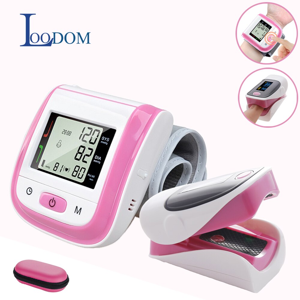 Loodom Finger Pulse Oximeter OLED Digital Arm Blood Pressure Monitor Sphygmomanometer Upper Cuff Health Care Heart Beat Meter