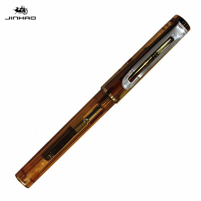 JINHAO 599 fountain Pen School Office supplies man women luxury brand writing pens business pen with 5pcs ink sac: Transparent brown