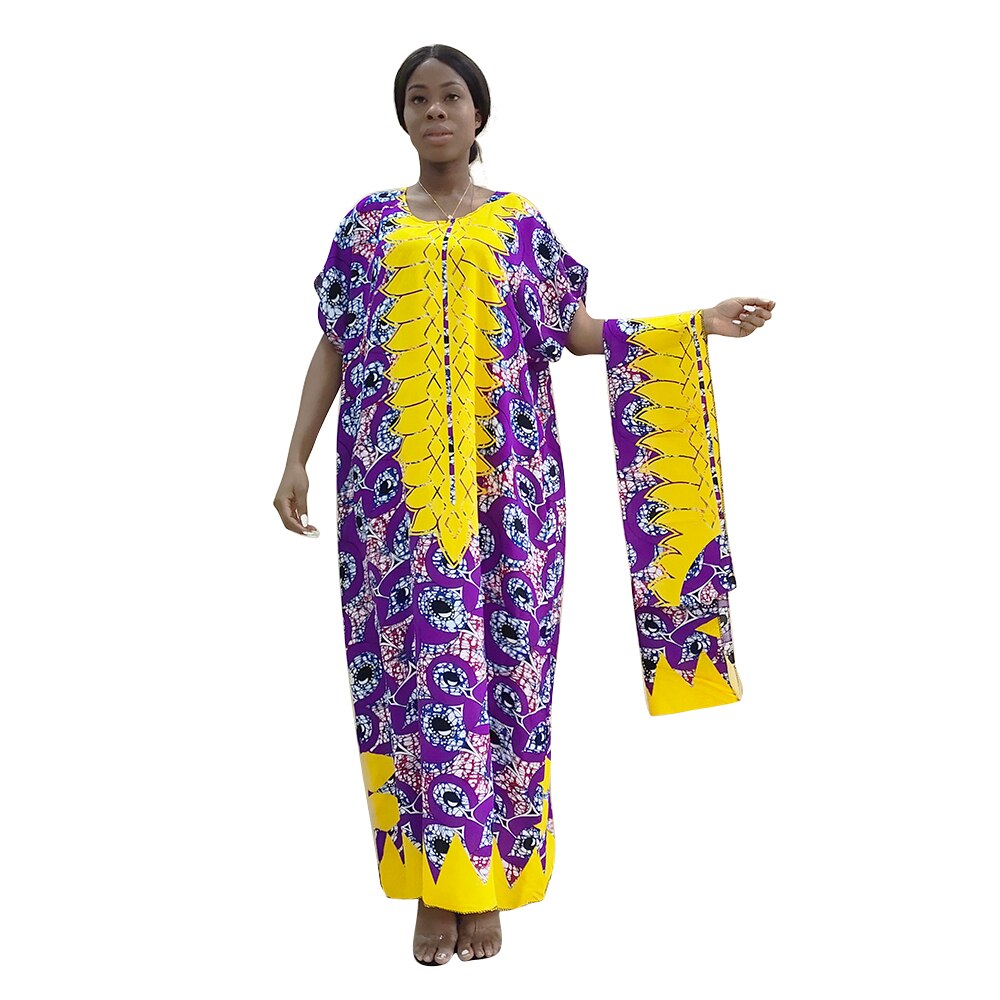 Neue Afrikanische kleidung Tranditional Lange verlieren Kleid Jahrgang Dashiki Kaftan ethnische afrikanische kleider für frauen mit schal