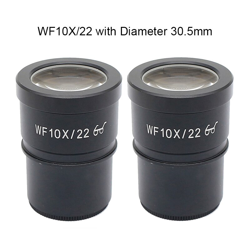 Lente Ocular WF10X de campo amplio, lente Ocular óptico de alto punto Ocular para microscopio estéreo, campo de visión de 20mm o 22mm, 10X, 1 par: WF10X-22 Dia 30.5mm