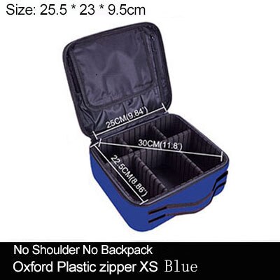 Clapboard Cosmetic Bag Leather Make Up Box Large Capacity Storage Handbag Travel Insert Toiletry Makeup Suitcase: XS Oxford blue