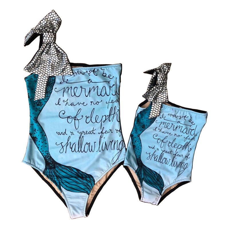 Familie brief peuter baby kinderen meisje zeemeermin badmode moeder dochter bikini dames badmode badpak strandkleding