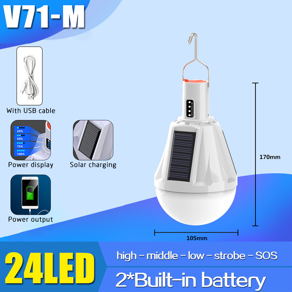 300W 3 Side Solar Opladen Lamp Licht Outdoor Mobiele Nacht Marktkraam Lamp Met Ingebouwde Batterij Led Solar gloeilamp Met Haak: M with solar