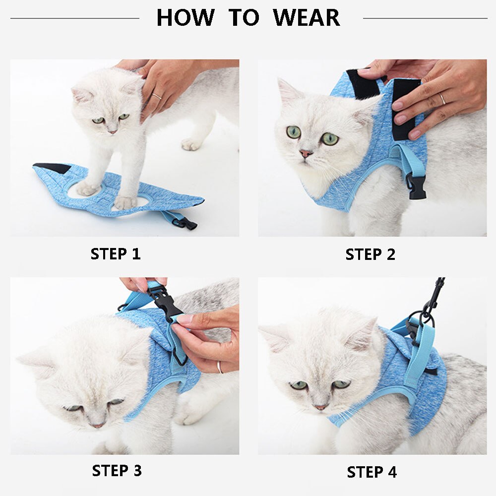 Zestaw uprząż i smycz dla kota robić chodzenia ultralekka kamizelka dla kotów z systemem amortyzacja anty-ucieczka odpowiednia dla szczeniąt króliki
