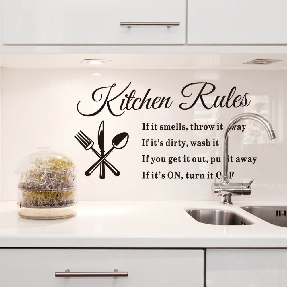 Muurstickers Kitchen rules door sign pvc vinyl quotes lettering words wall stickers Kitchen Room decoration home decor decal art