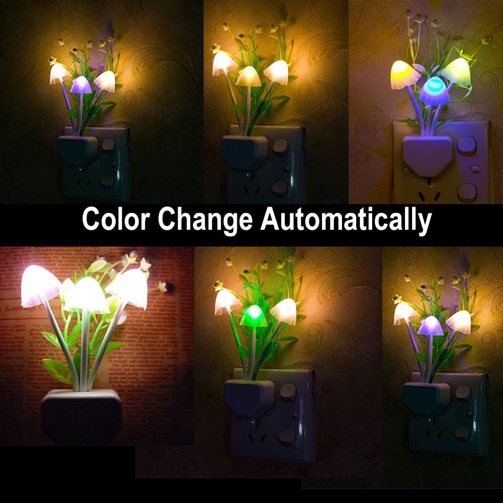 Romantico sensore colorato lampada a fungo lampada da parete a Led a luce notturna decorazioni per la casa Us Pulg Nightlight per bambini camera da letto per bambini
