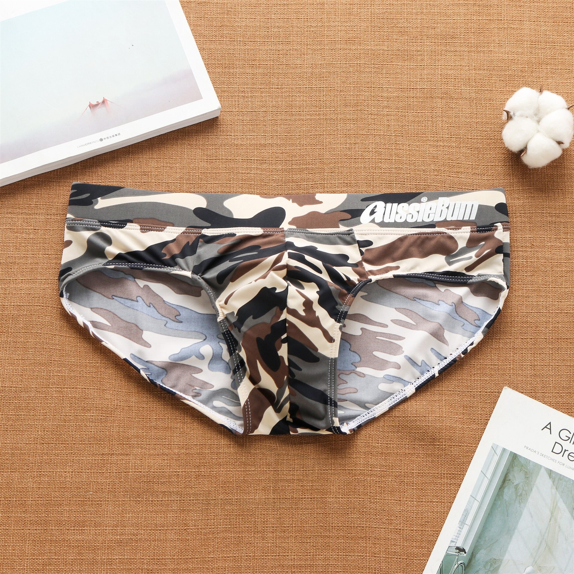 Aussiebum men's cool summer camo low waist men's briefs: Camouflage yellow / XXL