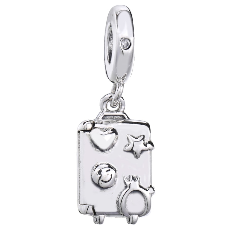 Original Suitcase With Heart Star Winky Face Ready To Explore Pendant Fit 925 Sterling Silver Charm Bracelet Diy Jewelry