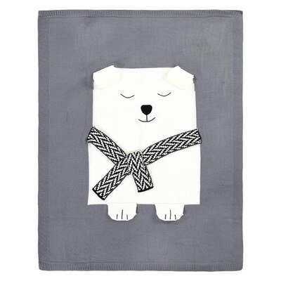 luft tilstand quilt kanin rev strikket baby tegneserie dyr teppe sofa barnevogn dekker låve nyfødt sengetøy swaddle dekk: Gråbjørn