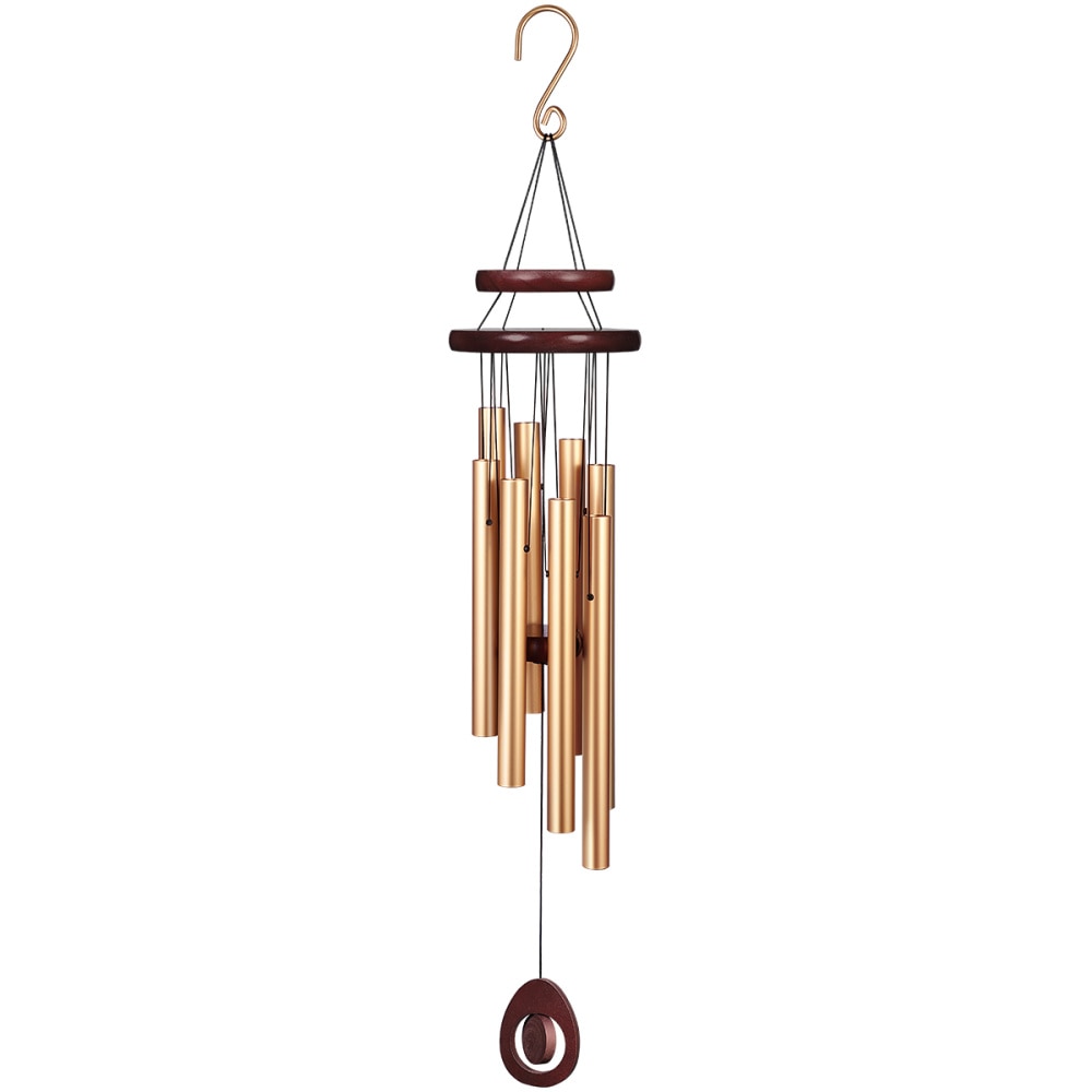 HOMEMAXS 8 Tubes Wind Chimes Chapel Musical Windchimes Door Wall Window Hanging Home Decor Balcony Ornaments Garden Wind Chimes: Golden Windchimes